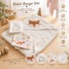 bebek-banyo-seti-ekru Elua Story ekru tilki nakışlı 8 parçalı bebek banyo seti